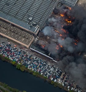 Brand in een openbaar gebouw.