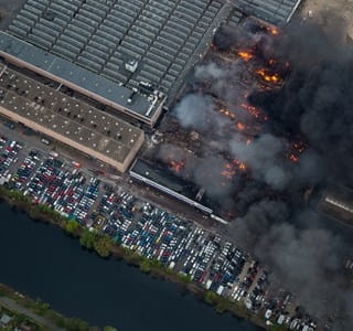 Brand in een openbaar gebouw.