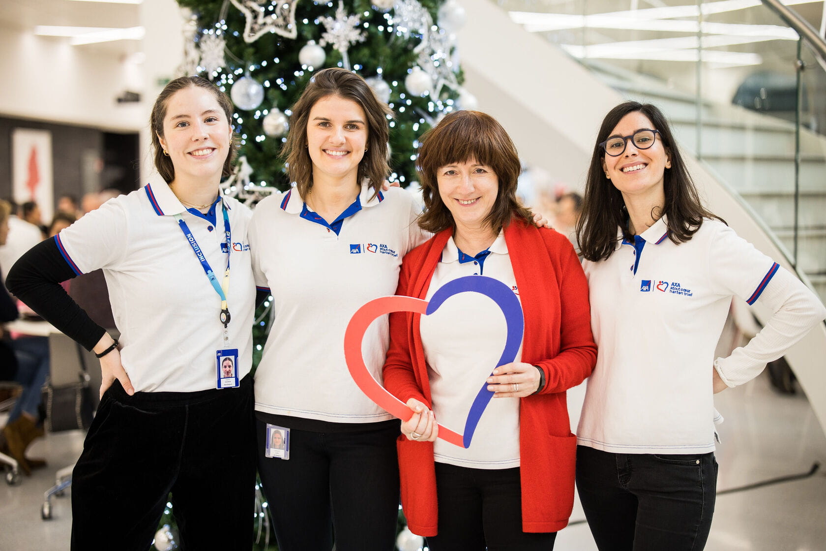 4 leden van het AXA Sustainability team tijdens de ontbijtsessies van AXA Hearts in Action. 